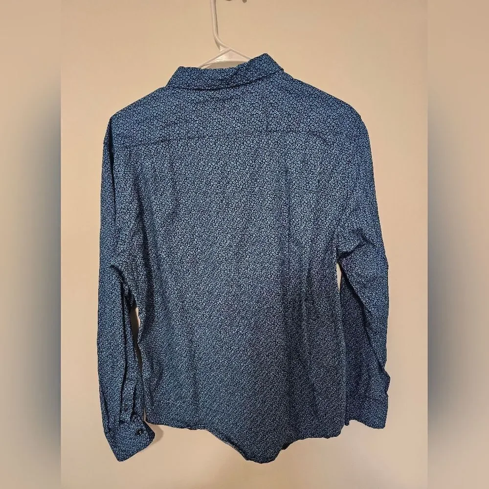 Gentlemens Outfitters Blue Flower Pring Button Down Long Sleeve Large